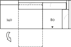 Eck-Anreihbank mit Polstersitz links