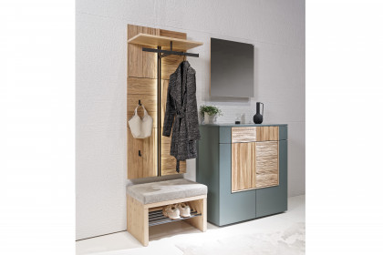 V/lacera coming von Voglauer - Garderobe in Olivegrau mit Vintage-Relief