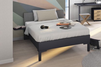 qunit by rb 366 von Röhr-Bush - Liegenbett mit Cord-Polsterkopfteil anthrazit