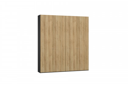 Longline von JUTZLER - Schrank 4-türig ca. 40 cm tief schwarz - Eiche natur