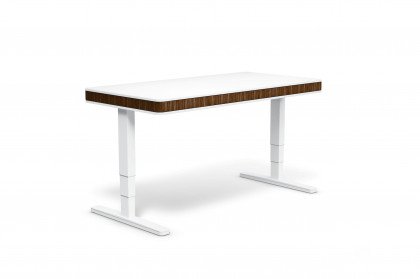 T8 L von moll - Schreibtisch weiß mit Nussbaum-Blende