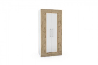 cadre.plus von Röhr-Bush - schmaler Kleiderschrank 2-türig weiß - Eiche