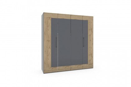 cadre.plus von Röhr-Bush - 4-türiger Schrank ca. 200 cm breit grau - Eiche