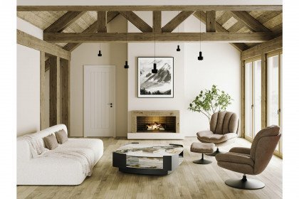 Carnac von Akante - Couchtisch Keramiktischplatte Marmoroptik Doro glänzend