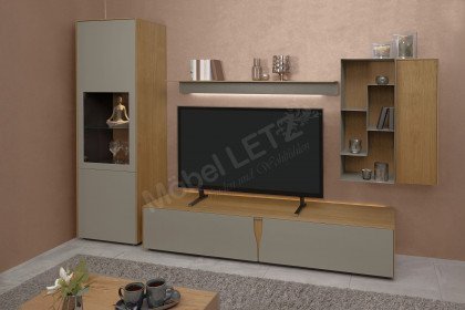 Vinci von LEONARDO Living - Wohnwand Eichenfurnier und Lack grau