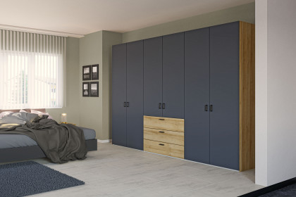 Longline von JUTZLER - Kleiderschrank 6-türig anthrazit - 3 Schubfächer Eiche