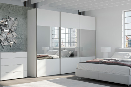 Top Slideline von JUTZLER - Schrank ca. 236 cm hoch Glas bianco matt - Spiegel