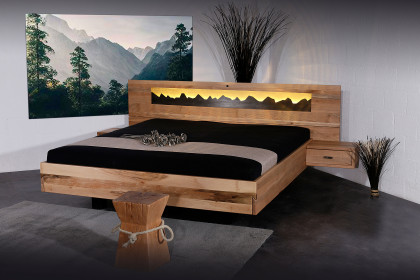 Aria-Dream von Sprenger Möbel - Doppelbett Eiche geölt mit Bergmotiv