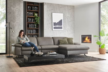 PN-EM20091 von Polinova - Ledersofa Ausführung rechts grey