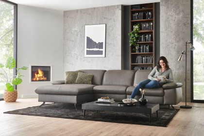 PN-EM20091 von Polinova - Ledersofa Ausführung links grey