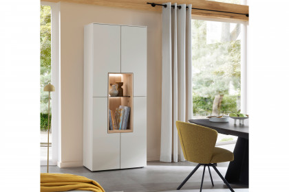 Credenza-living von SCHÖNER WOHNEN - Vitrine S659 weiß/ Wildeiche