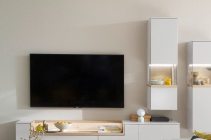 Credenza-living von SCHÖNER WOHNEN - Hängevitrine S614 weiß/ Wildeiche