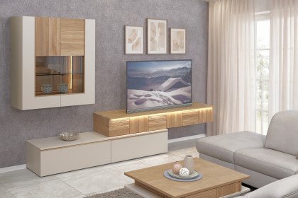 V/lacera living von Voglauer - Wohnwand in Lack taupe und geölte Wildeiche