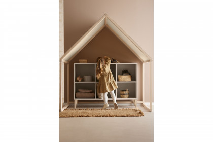 Jonte von Paidi - breites Standregal mit 6 Fächern beige - Füße Buche massiv