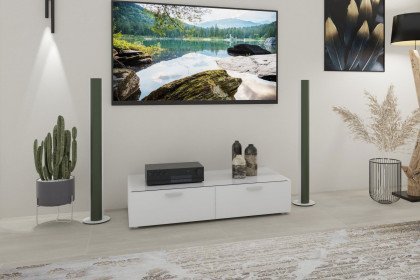 CUBE-living von LEONARDO living - Lowboard mit weißem Glas