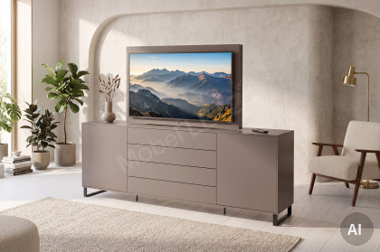 Arcos von Rietberger - Raumteiler in Lack terra mit TV-Drehpaneel