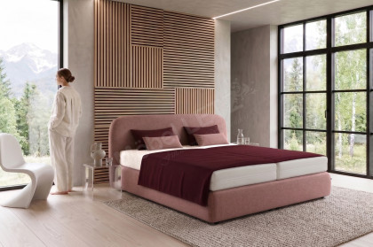 Elva von RUF Betten - Boxspringbett in Komforthöhe rot-braun