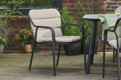 Mivo aus der SCHÖNER WOHNEN-Kollektion - Gartenstuhlset in Beige / Alu schwarz