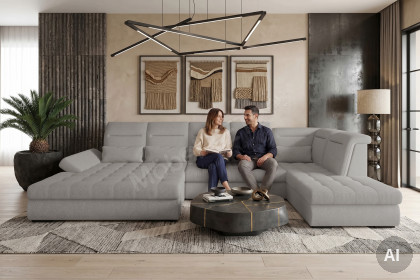 PG-LE-05 von BASTI dein Sofa - XXL-Sofa rechts hellgrau