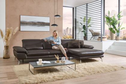PN-IN22025 von Polinova - Ledersofa Ausführung rechts braun