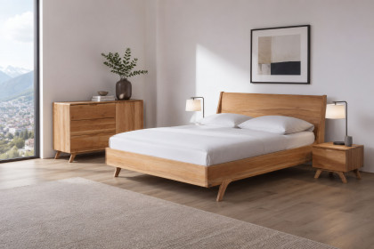 Amina von Sprenger Möbel - Bett mit Holzkopfteil Sumpfeiche geölt