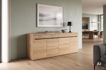 Ameno-living von Decker - Sideboard aus Wildeiche mit Griffeinfräsungen in Schiefergrau