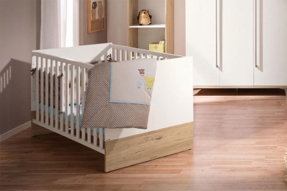 Remo von Paidi - Babybett 70x140 cm kreideweiß & Bordeaux-Eiche