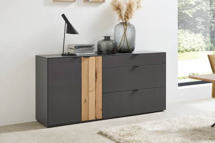 WM 2380 von Wöstmann - Sideboard Lack graphitgrau mit Balkeneiche