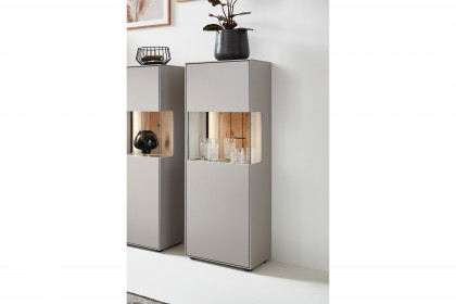 WM 2380 von Wöstmann - Highboard eintürig, in Lack samtgrau mit Eichenakzent