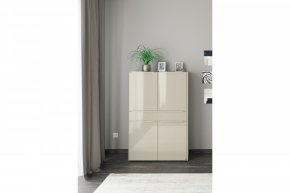 Reno-living von set one by Musterring - Highboard HB-41 kaschmir/ Griff Edelstahloptik