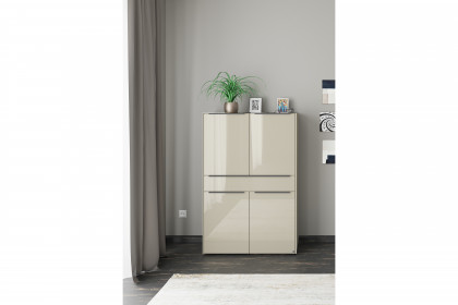 Reno-living von set one by Musterring - Highboard HB-41 kaschmir/ Griff graphit-schwarz
