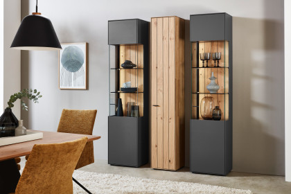 WM 2380 von Wöstmann - Vitrine 2er-Set mit Holzschrank Eiche