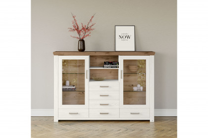 New York von set one by Musterring - Highboard in Pino Aurelio und Eiche inklusive Beleuchtung