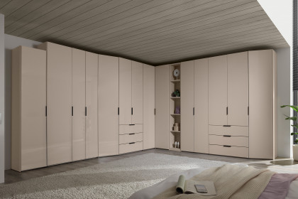 Sinfonie Plus Nova von Staud - Eckkleiderschrank-Kombi mit Regal Elfenbeinglas