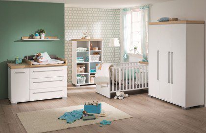 Kira von Paidi - Babyzimmer 4-teilig weiß - Eiche nebraska