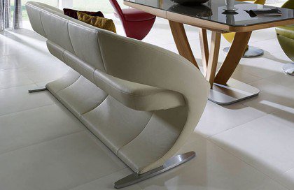 4130 Wave-dining von K+W Polstermöbel - Bank Leder weiß