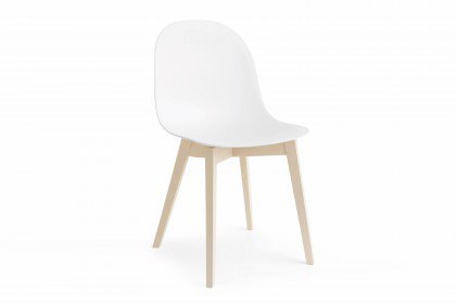Halden von Skandinavische Möbel - Stuhl weiß/ Buche gebleicht