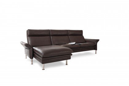 Porto von Erpo Polstermöbel - Ledergarnitur links dunkelbraun