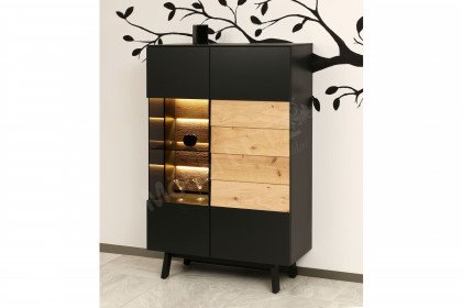 Misano von Gwinner - Highboard MI41 anthrazit/ Wildeiche