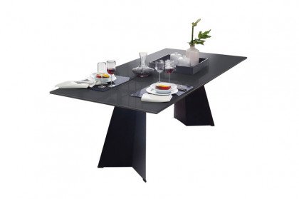 5252 von K+W Polstermöbel - Glas-Esstisch anthrazit