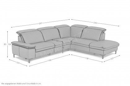 PN-EM20091 von Polinova - Ledersofa Variante rechts stone