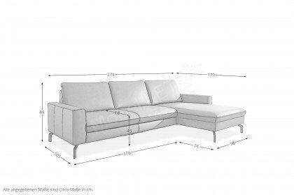 PN-EM20028 von Polinova - Ledersofa Variante rechts kurkuma