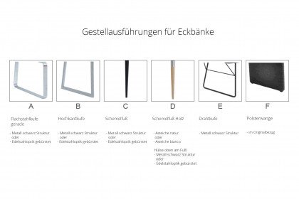 Step Two von K+W Polstermöbel - Eckbank mit Kufen in Edelstahloptik