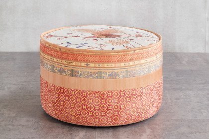 Opera-LE22 von Schröno - Ecksofa rechts orange-beige gemustert