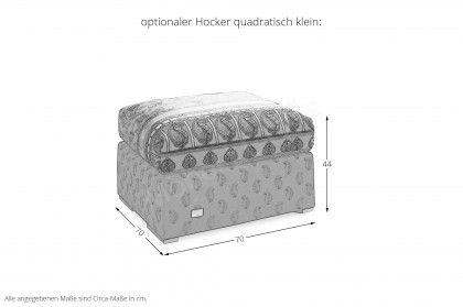 Opera-LE22 von Schröno - Ecksofa rechts orange-beige gemustert