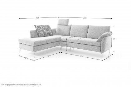 KOINOR Famous - Ecksofa Ausführung links grau