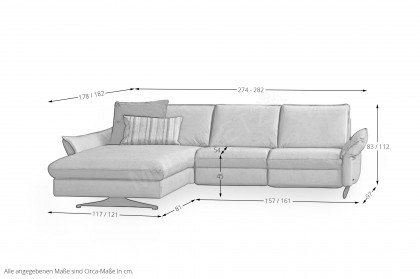 1178 von Himolla - Ledersofa Ausführung links mais