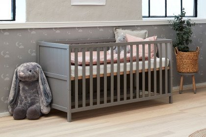 Luna von FLEXA - Kinderbett im Landhaus-Stil grau mit Rillenprofil