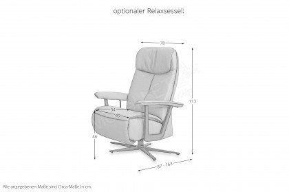 1352 von Himolla - Ledersofa Ausführung rechts bright
