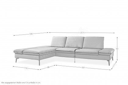 PN-IN23099 von Polinova - Ledersofa Ausführung links greystone